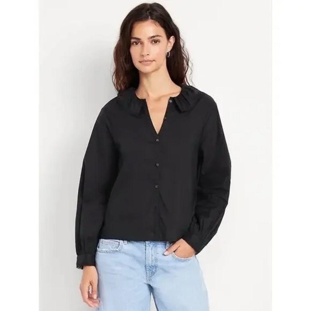 Old Navy Black Button-Up Blouse